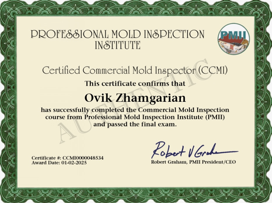PMII Certified Commercial Mold Inspector (CCMI) certificate