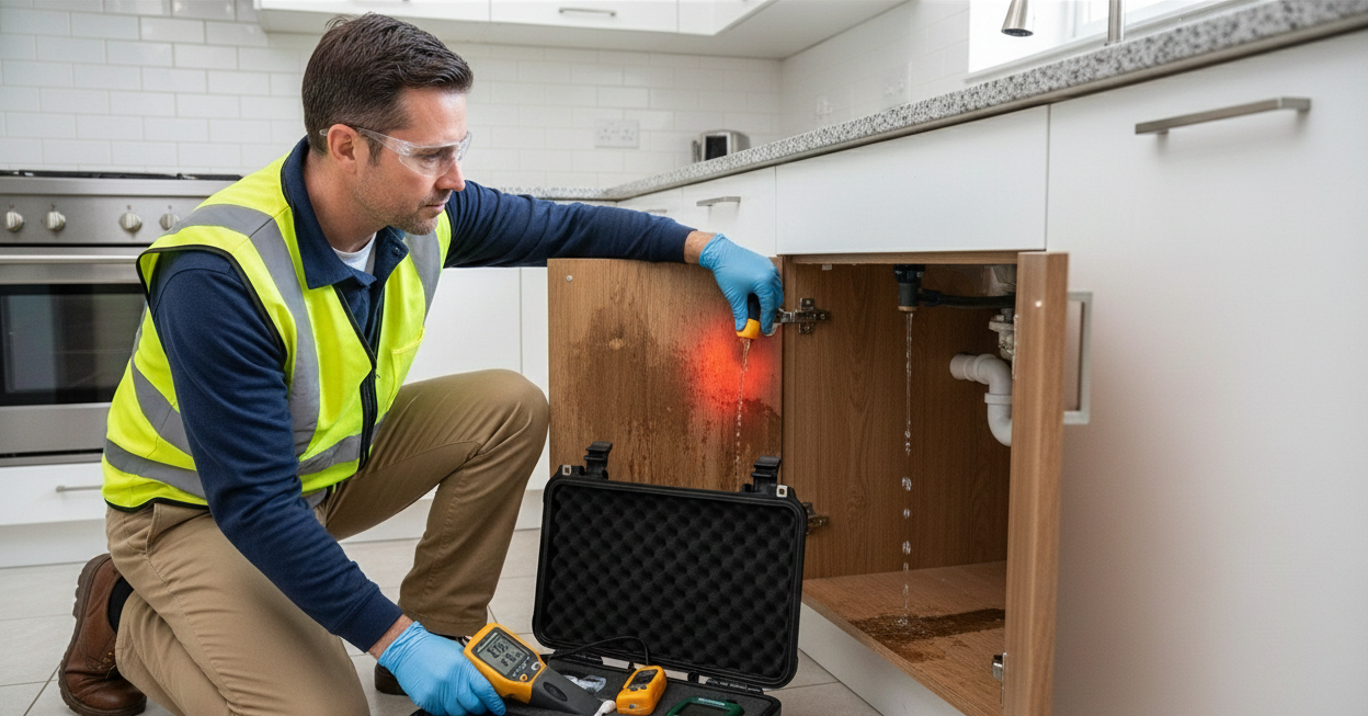 Moisture source detection under sink
